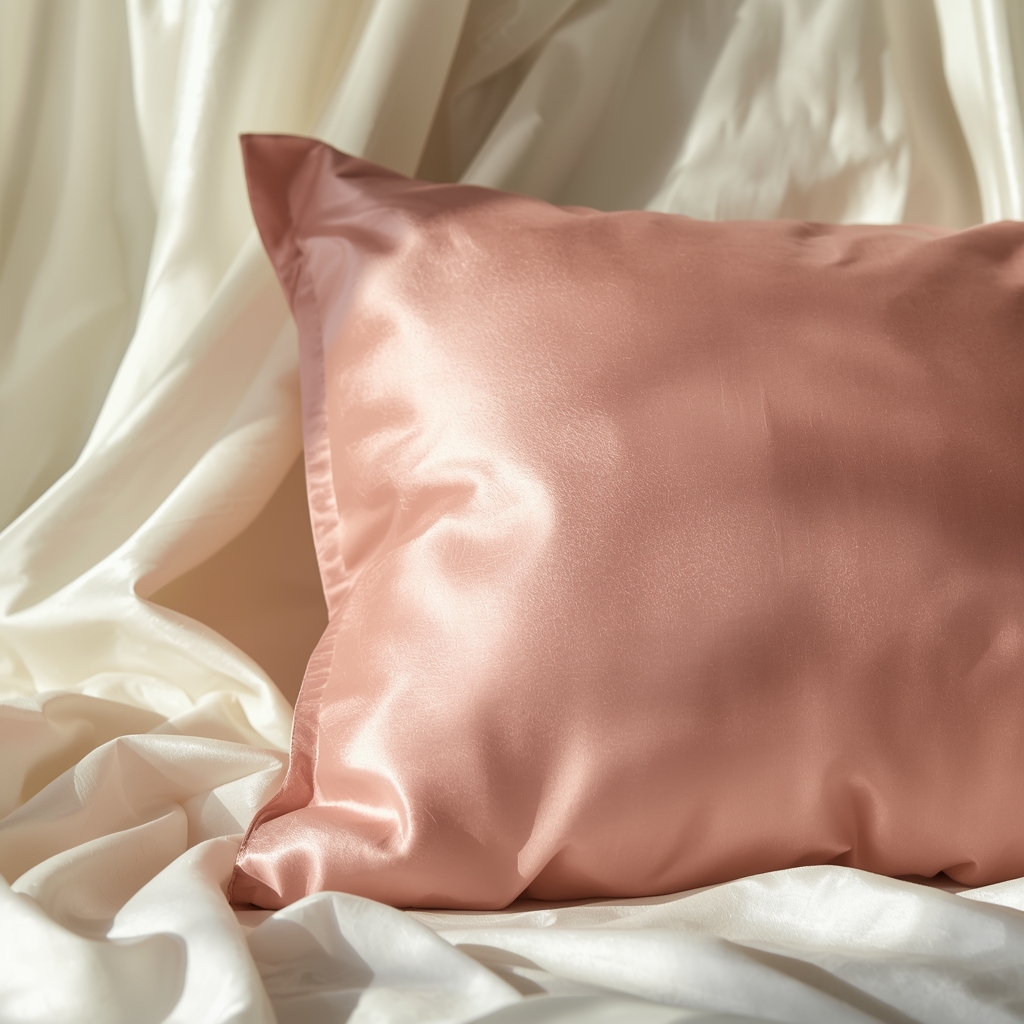 lucid origin generate a luxurious pink silk pillow case with a 0
